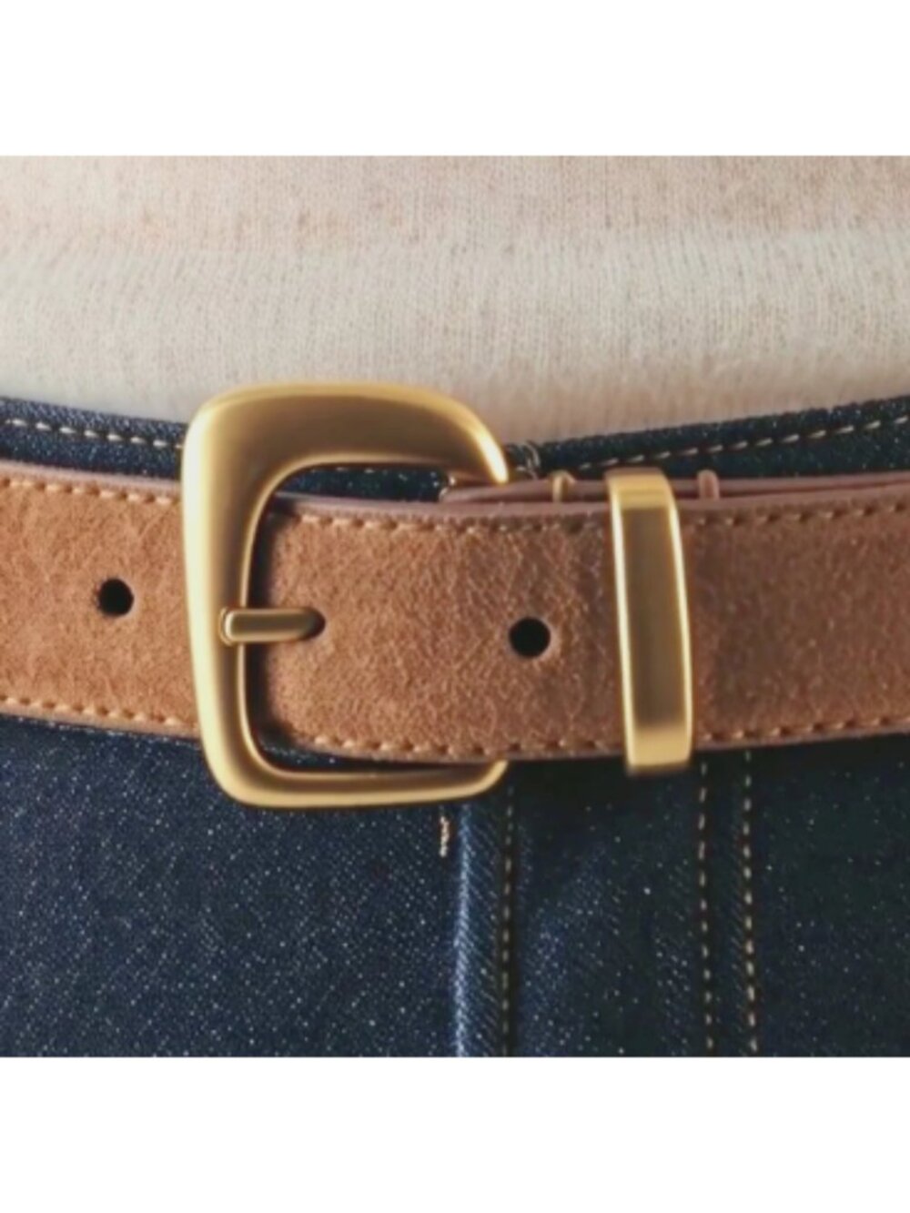 Most Wanted USA Stargazer Stone Studded Suede Belt Caramel Tan Gold Buckle - Picture 3 of 4